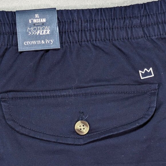 NEW Crown & Ivy Dad Shorts Mens XL Navy Cotton Resort Chino Driving Motion Flex - Picture 6 of 11